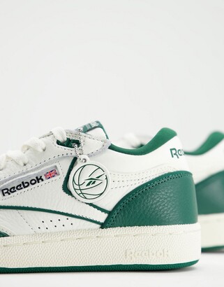 Reebok Club C mid II sneakers in off-white and green - ShopStyle