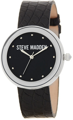 Steve Madden Women's Croc-Embossed Genuine Leather Strap Watch