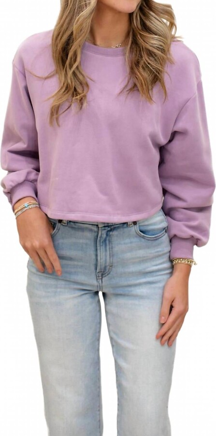 Papermoon Back Bow Long Sleeve Knit Sweater In Lavender
