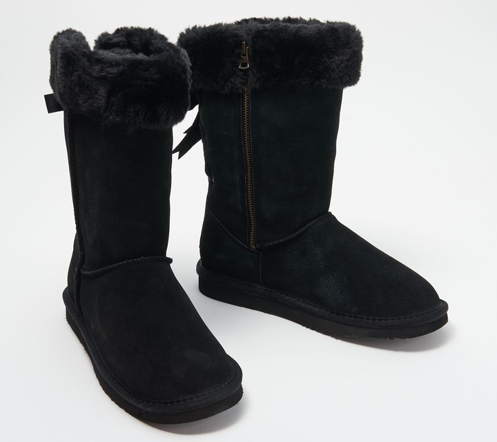tall black fur boots