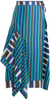 Diane von Furstenberg Saxon striped asymmetric silk skirt