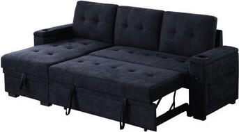 Latitude Run Reversible Storage Chaise Sectional In Dark Gray With Ports & Seat Cushions Woven Fabric Chaise 35.08 Height