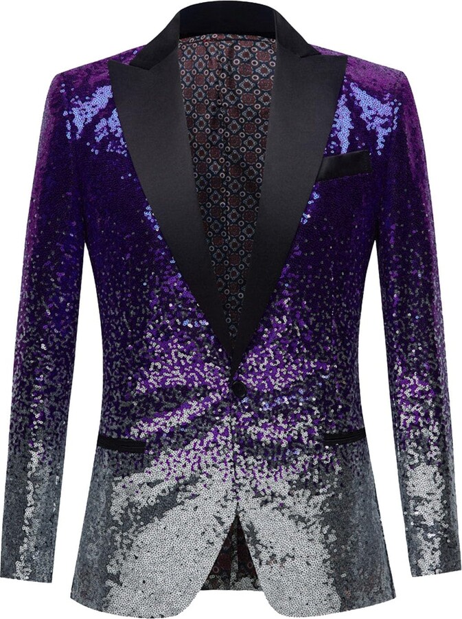 Fashion Blazers Purple Sequin Blazer Mens Mens Sport Coats And