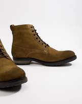 Thumbnail for your product : ASOS Design DESIGN lace up worker boots in dark stone suede