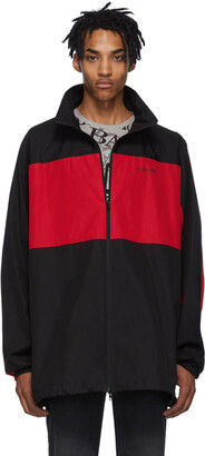 Balenciaga Black & Red Poplin Zip-Up Jacket - ShopStyle Outerwear