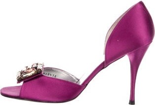 Stuart Weitzman Satin Crystal Embellishments D'Orsay Pumps