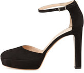 Thumbnail for your product : Valentino Suede Ankle-Wrap Platform Pump, Black