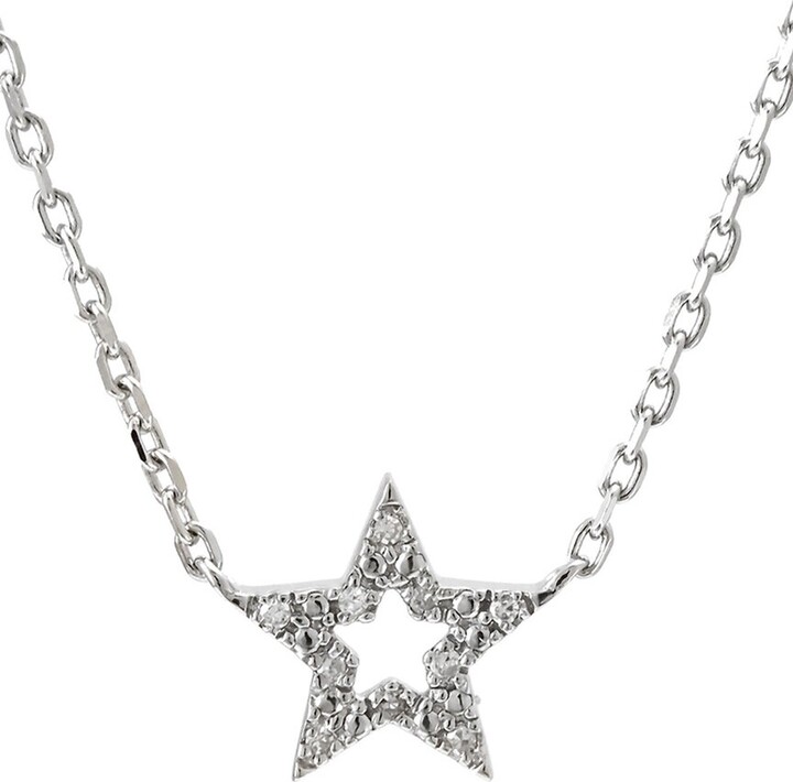 Diamond Select Cuts Silver 0.04 ct. tw. Diamond Star Necklace