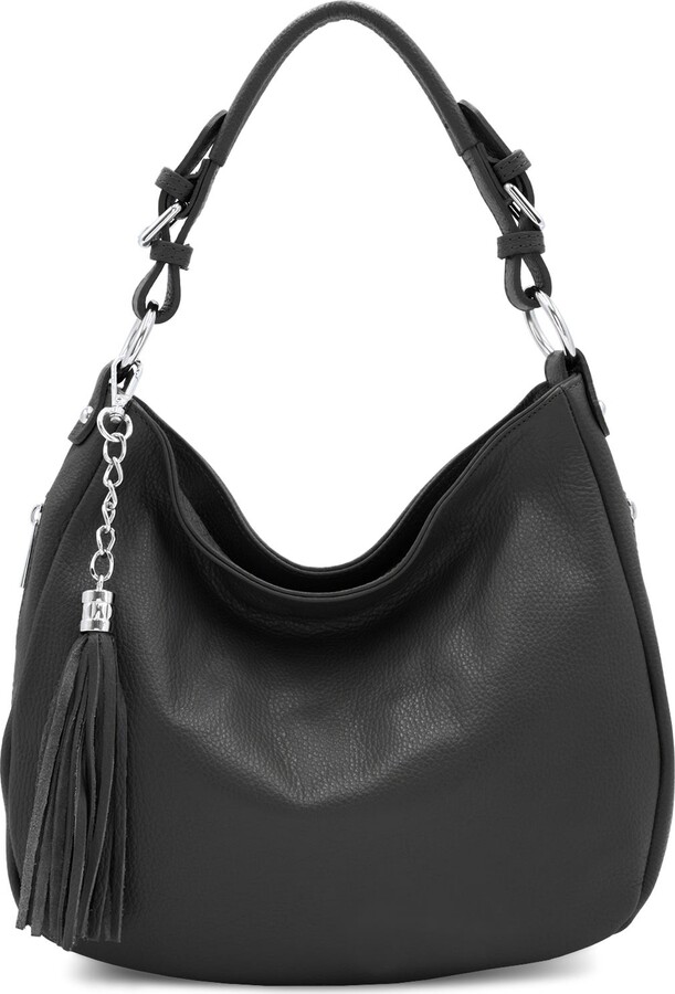 Sostter Black Tassel Pebbled Leather Hobo Bag ShopStyle
