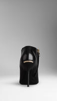 Thumbnail for your product : Burberry Peep-Toe Kidskin Ankle Boots