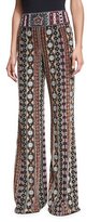 Thumbnail for your product : Alice + Olivia Embellished Wide-Leg Pants, Black/Multicolor