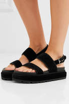 Thumbnail for your product : Alexander McQueen Quilted Velvet Platform Sandals - Black