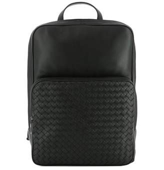 Bottega Veneta Men's Black Leather Backpack.