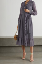 Thumbnail for your product : MICHAEL Michael Kors Ruffled Floral-print Georgette Wrap Dress - Blue