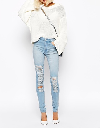 Cheap Monday Second Skin Skinny Jeans With Distressing