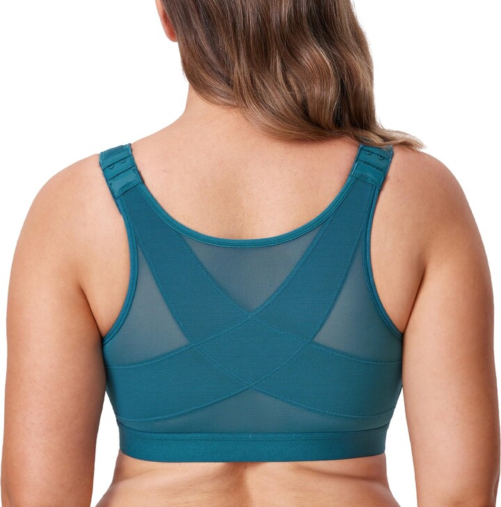 Delimira Women's Front Fastening Bra Racer Back Lace Plus Size Non Padded Underwired Mochaccino 44e