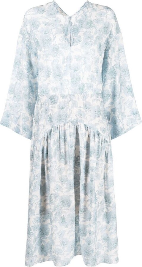 Vince Dahlia Floral-Printed Pleated Dress