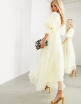 Thumbnail for your product : ASOS EDITION blouson sleeve midi dress in organza check
