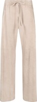 Thumbnail for your product : Brunello Cucinelli Suede Wide-Leg Drawstring Trousers