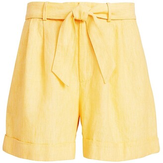 Belted High-Waisted Linen Shorts