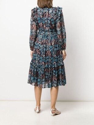 Ulla Johnson Long Sleeve Ruffled Floral Print Dress
