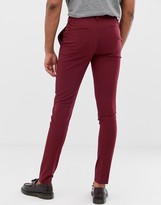 Thumbnail for your product : ASOS DESIGN Tall super skinny tuxedo suit trousers in burgundy