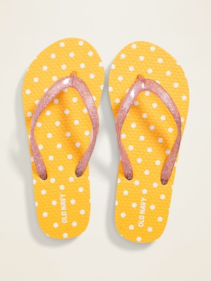 yellow dot flip flops