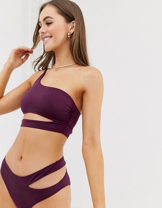 New Look cut out bikini briefs in wild berry