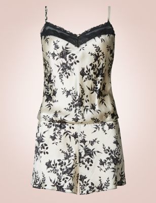 Marks and Spencer Silk & Lace Print Teddy