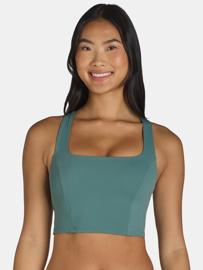 Avia Square Neck Sports Bra for Women, Medium Support, S-3XL