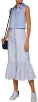 Thumbnail for your product : Jonathan Simkhai Pleated Paneled Cotton Oxford And Striped Cotton Midi Dress