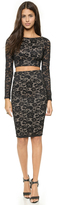 Thumbnail for your product : David Lerner Lace Long Sleeve Crop Top
