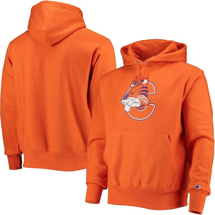 Men's Champion Orange Clemson Tigers Vault Logo Reverse Weave Pullover Hoodie