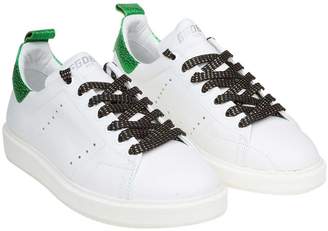 Golden Goose Sneakers Starter In White Leather With Laminated Leather Details