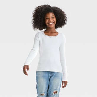 Girls' Long Sleeve Pointelle Lace T-Shirt - art class™ - ShopStyle