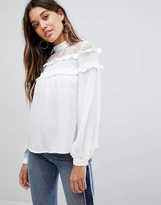 Fashion Union High Neck Blouse With High Neck And Ruffle Detail