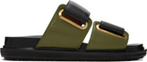 Thumbnail for your product : Marni Black & Green Fussbett 2 Strap Sandals