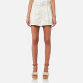 Marc Jacobs Women's Pleated High Waist Shorts with Belt Cream