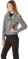 Thumbnail for your product : Cédric Charlier Scribble Leather Moto Jacket