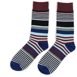 Fashionable Generic Men's Casual Wear Strips Pattern Crew Cotton Sock- Style 3