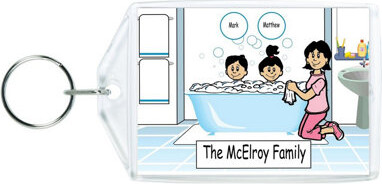 Printed Perfection Personalized Tub Time Mom 1 boy, 1 girl - Single Mom Acrylic Key Chain