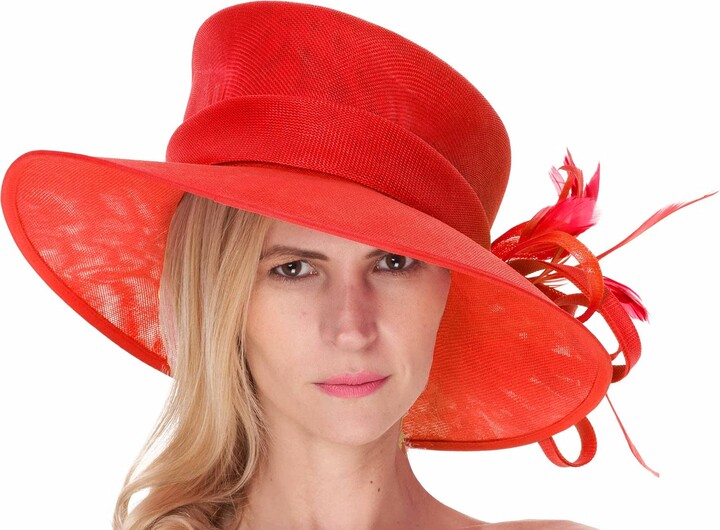 Caprilite Red Large Queen Brim Hat Occasion Hatinator Fascinator Weddings Formal