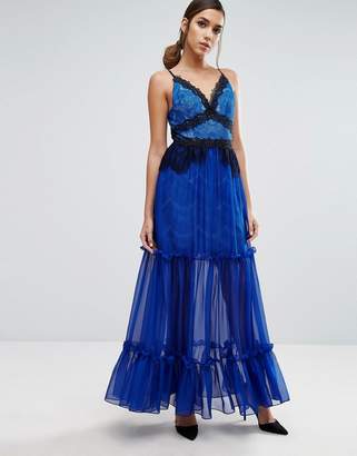 Three floor Tiered Maxi Dress with Lace Detail