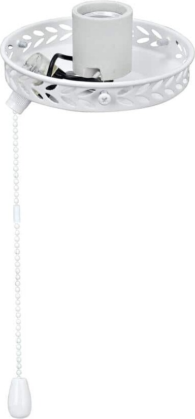 Aspen Creative Corporation 1-Light 4-1/2 in. Painted White Ceiling Fan Fitter Light Kit with Pull Chain (1-Pack)