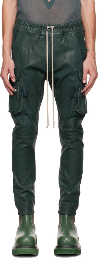 Rick Owens Khaki Mastodon Leather Pants - ShopStyle