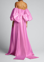 Thumbnail for your product : J. Mendel Shimmered Silk-Jersey Gown with Removable Sleeves
