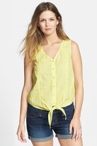 Thumbnail for your product : Jessica Simpson 'Unicorn' Sleeveless Cotton Tie Front Top