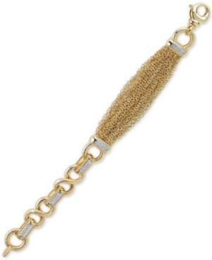 Macy's Diamond Cluster Link Tassel Bracelet (1/2 ct. t.w.) in Sterling Silver & 14k Gold-Plate