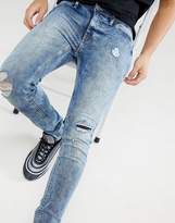 Thumbnail for your product : Blend flurry knee rip muscle fit jeans in bleach wash