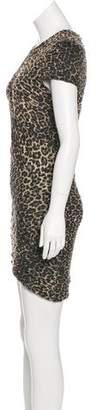 Torn By Ronny Kobo Pleated Leopard Print Dress